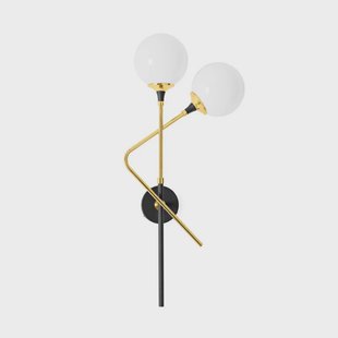 Galassia wandlamp, boven/links, goudkleurig, 2-lamps Stilnovo - Woonkamer - Designer - Messing - Meerdere lampen