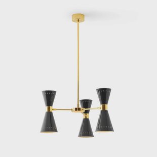 Megafono hanglamp, zwart, lengte 54 cm, 6-lamps, Stilnovo - Woonkamer - Designer - Metaal - Meerdere lampen