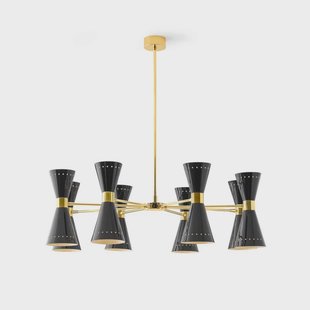 Megafono hanglamp, zwart, Ø 100 cm, 16-vleugelig Stilnovo - Woonkamer - Designer - Metaal - Meerdere lampen