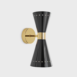 Megafono wandlamp, zwart, breedte 14 cm, 2-lamps Stilnovo - Woonkamer - Vintage / Retro - Metaal - Meerdere lampen
