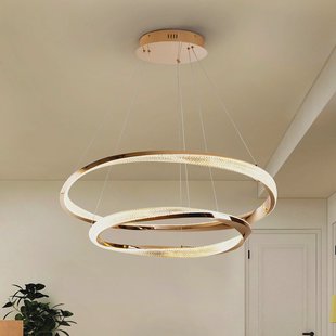 Schuller Valencia LED hanglamp Orbitas, Ø 80 cm, goudkleurig, metaal, dimmer