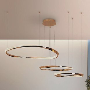 Schuller Valencia LED hanglamp Orbitas, lengte 185 cm, goudkleurig, metaal