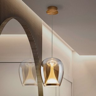 Schuller Valencia LED hanglamp Suspiro, Ø 25 cm, goud-/amberkleurig, glas