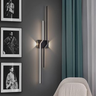 Schuller Valencia LED wandlamp Zig Zag, hoogte 100 cm, zwart, metaal, 4-lamps.