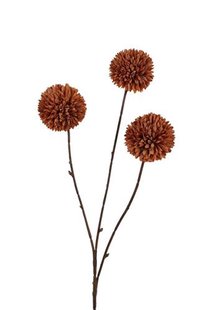 Kunstbloem Pompom x 3 - Koffie - 78 cm