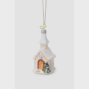 Sissy-Boy Wit kerstornament in de vorm van een kerk (7.5 cm)