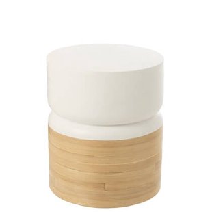 J-Line bijzettafel Rond - bamboe - wit|naturel
