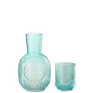 J-Line karaf + glas Maya - glas - turquoise