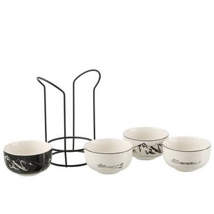 J-Line kom + sokkel - keramiek - zwart - doos van 4 stuks