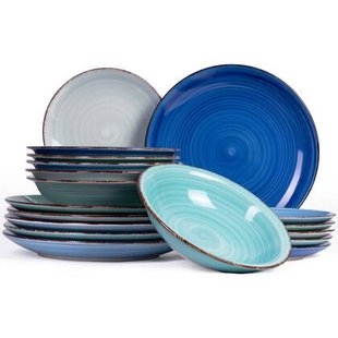 Cookinglife Serviesset Delice Blauw 18-delig | 6 personen