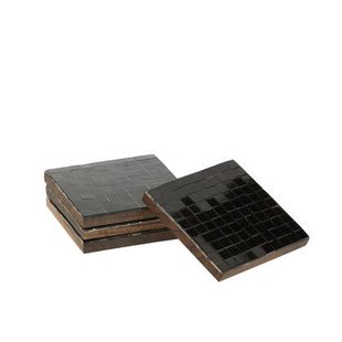 J-Line onderzetter - glas - zwart - doos van 4