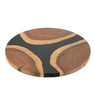 J-Line snijplank Rond - hout|epoxyhars - naturel|zwart