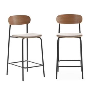 Calicosy - Set 2 barkrukken ADRIANA - H66 cm - Stof & metaal - Taupe