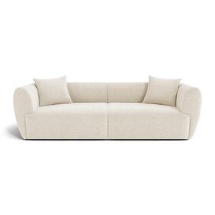 4-zitsbank in crèmekleurig structuurfluweel