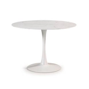 Calicosy - Ronde tafel met glazen blad in marmerlook ADA - H75 cm -