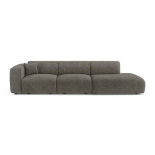 Sofa links 5-zits fluweelmotief grijs 310cm
