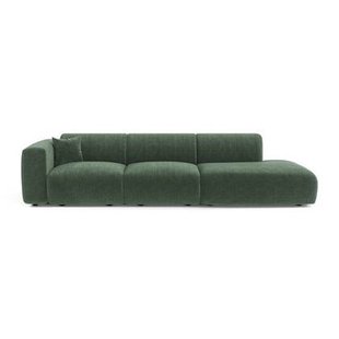 Sofa links 5-zits fluweel met smaragdgroen patroon 310cm