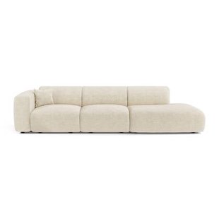 Sofa links 5-zits fluweel met crèmepatroon 310cm