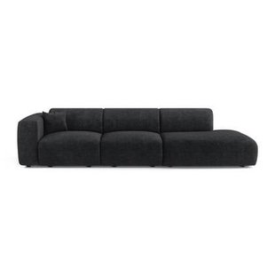 Sofa links 5-zits fluweelmotief donker antraciet 310cm