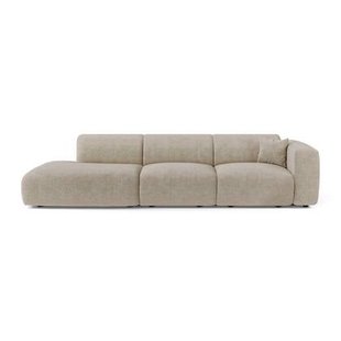 5-zits rechte bank in beige fluweel 310cm
