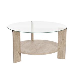 Calicosy - Salontafel met 2 bladen L75 cm - CLARA - Travertijneffect