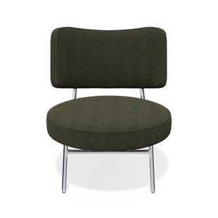 Lounge fauteuil in kaki badstof