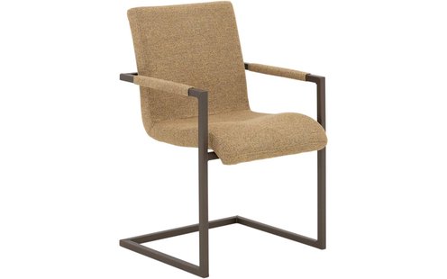 Goossens Stoel Sturdy geel stof met armleuning, urban industrieel