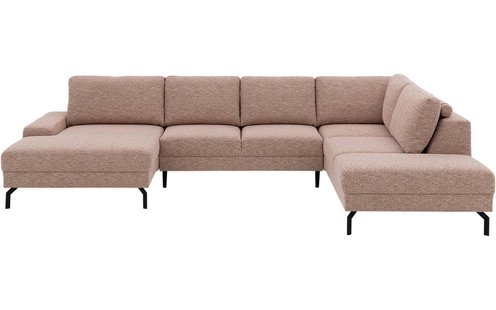 Goossens Bank Valdena roze, stof, 3-zits, met ligelement rechts met chaise longue links