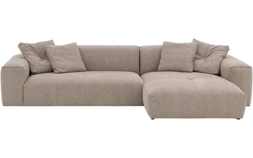 Goossens Bank Lago bruin, stof, met chaise longue rechts