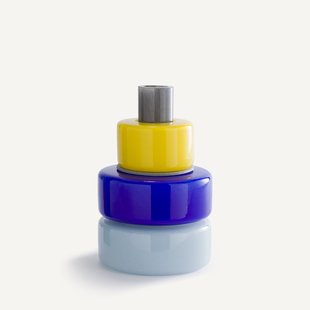 Vaas met 3 ringen van geblazen glas, H25 cm, Maveo