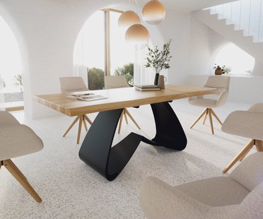 DELIFE Eetkamertafel Edge 200x100 eiken natuurW-frame metaal zwart Live-Edge