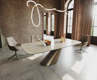 DELIFE Eettafel Edge Boot 240x120 keramiek  Iris FMG Onice Oro Cono metaal goud