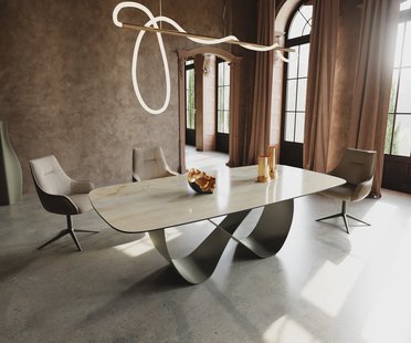 DELIFE Eetkamertafel Edge Boot 240x120 cm Keramiek Iris FMG Onice Oro Infinity Metaal Effectafwerking Titan