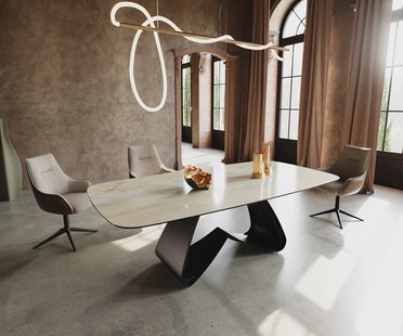 DELIFE Eetkamertafel Edge Boot 240x120 cm Keramiek Iris FMG Onice Oro W-onderstel Metaal Zwart