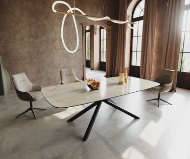 DELIFE Eetkamertafel Edge Boot 240x120 cm Keramiek Iris FMG Onice Oro kruisonderstel Rechthoek Zwart