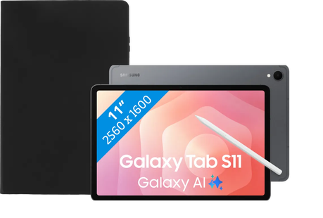 Samsung Galaxy Tab S11 11 inch 512GB Wifi en 5G Grijs + Book Case Zwart