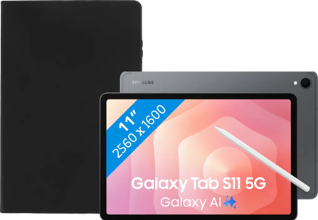 Samsung Galaxy Tab S11 11 inch 128GB Wifi en 5G Grijs Enterprise Edition + Book Case Zwart