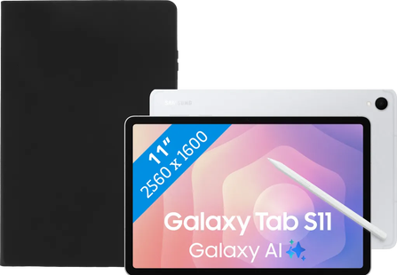 Samsung Galaxy Tab S11 11 inch 256GB Wifi Zilver + Book Case Zwart