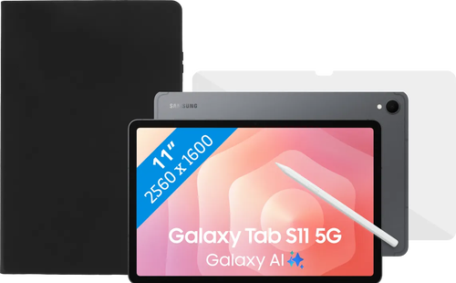 Samsung Galaxy Tab S11 11 inch 256GB Wifi en 5G Grijs + Book Case Zwart