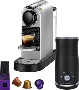 Krups Nespresso Citiz XN741B Zilver + Pierre Melkopschuimer