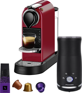 Krups Nespresso Citiz XN7415 Kersenrood + Pierre Melkopschuimer