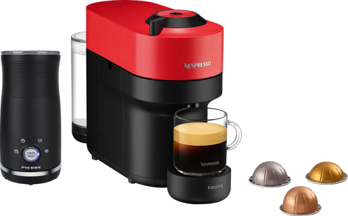 Krups Nespresso Vertuo Pop XN9205 Spicy Red + Pierre Melkopschuimer