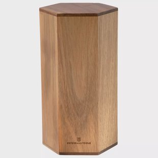 Knivesandtools Magnetic Knife Block B200-24, 6-zijdig magnetisch messenblok, acaciahout