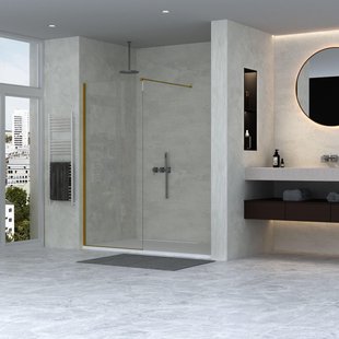Adema Dawn Inloopdouche - 120x200cm - wandprofiel - stabilisatiestang - helder glas - goud mat SW1128993/SW1381723/SW1381727