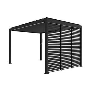 sweeek - Pergola met lamellendak, 3x4 + 3 lamellenwanden voor de zijde