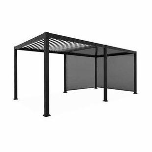 sweeek - Pergola met lamellendak, 3x6m, 2 zonneschermen 3m