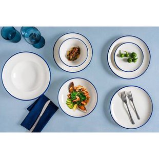 Bonna Serveerschaal - Linea Blue - Porselein - 23x16 cm - set van 2