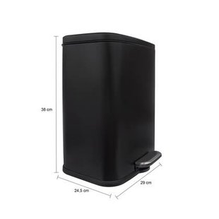 QUVIO Prullenbak 13 L - Rechthoekig afgerond - Metaal - Zwart