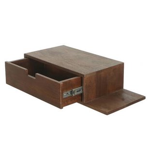 Giga Meubel - Nachtkastje Zwevend Niek Donkerbruin met Plankje Rechts