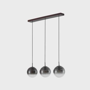 Veloura hanglamp, 3-lamps, 84 cm, glas, hout - Lucande - Woonkamer - Designer - Meerdere lampen